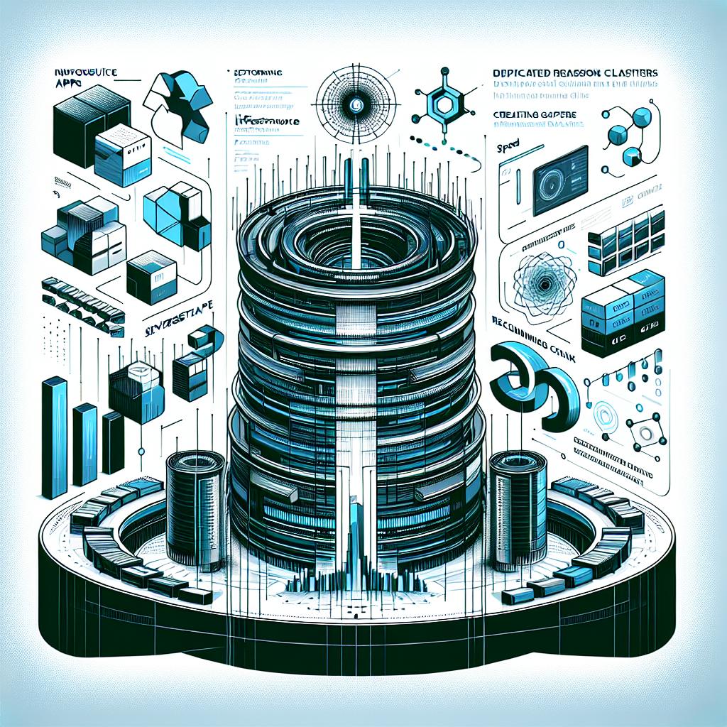 Create a modern, 2D, linear perspective vector illustration set against a white, texture-less background. The image should capture the infrastructure and efficiency of DeepSeek-R1, using graphic elements that symbolize speed and cutting-edge technology. It should reflect the announcement made by Together AI on February 12, 2025, about the expansion of its infrastructure creating serverless APIs and dedicated reasoning clusters. Include elements like performance graphs to represent processing efficiency and speed. To represent the key partners, substitute any logos with abstract representative symbols. Use shades of blue and green to convey concepts of technology and innovation.