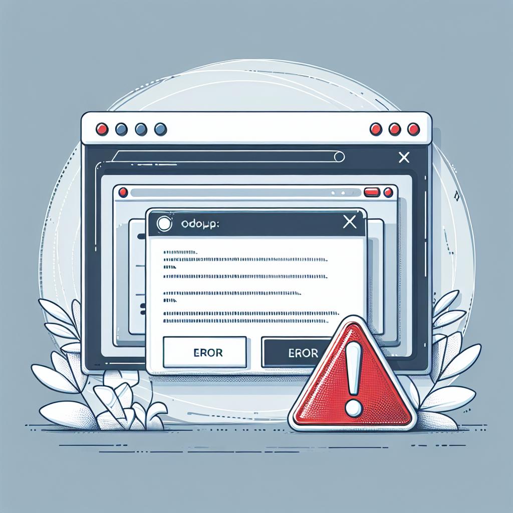An illustration in a 2D, linear perspective depicting the recent technical problems with web applications leading to a client-side error that impedes the users' interaction with the system. This illustration is designed in a corporate, flat, vector style on a white, textureless background. It comprises a browser console displaying error messages, signifying the debugging tool where error details can be seen. An alert sign is also present to emphasize the severity of the error, along with an error code symbolizing the technical issues.