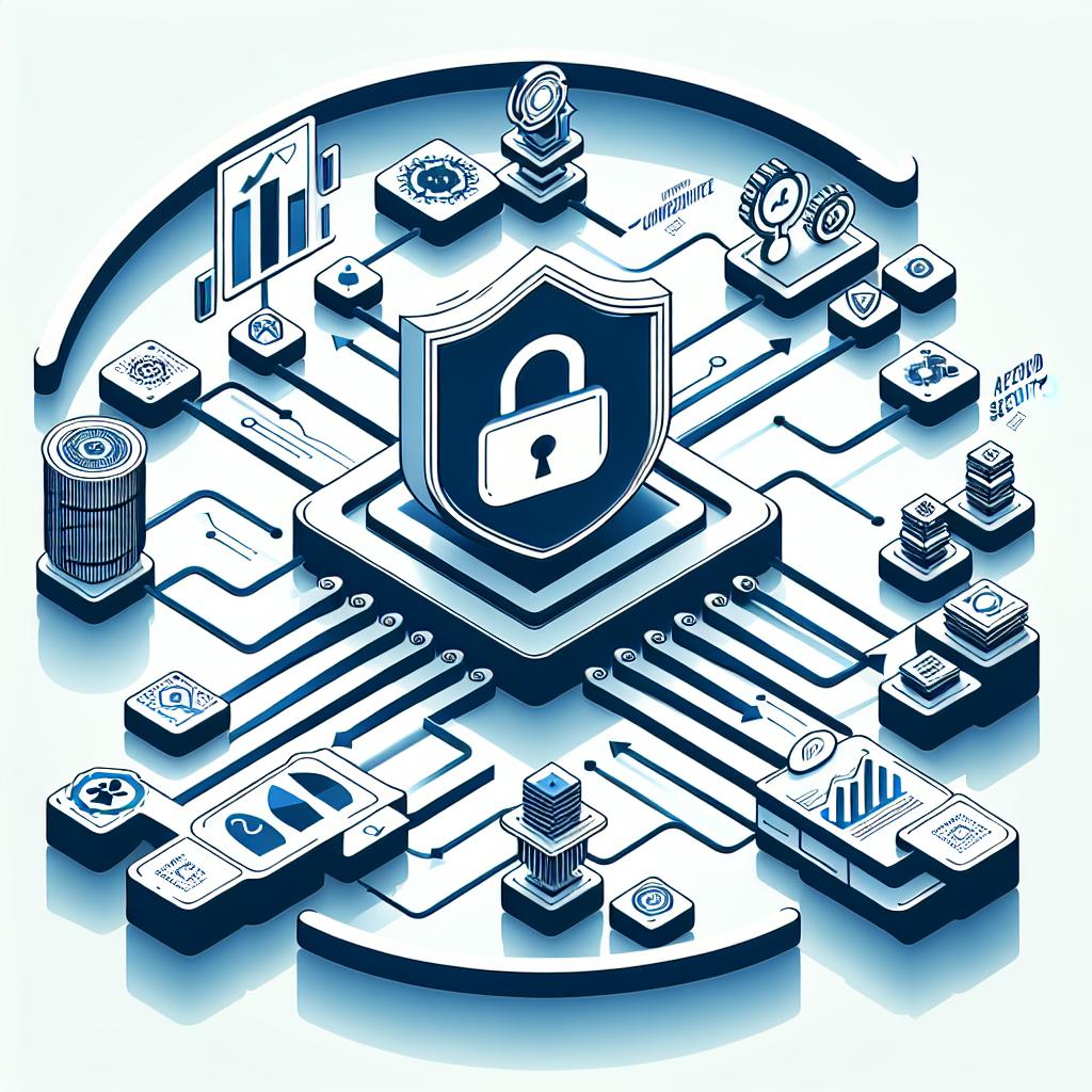 A vector-style, corporate themed illustration in 2D perspective on a plain white backdrop. The main subject of the illustration depicts the interconnectivity of the Unstructured platform connectors to diverse enterprise data systems, emphasizing security and efficiency. Incorporate an icon symbolizing robust security, such as a padlock or shield, to represent the platform's reinforced protection. Include connection arrows denoting the interweaving of different data sources. Lastly, add in performance graphs or charts that signify improvement in operations facilitated by the use of the platform.