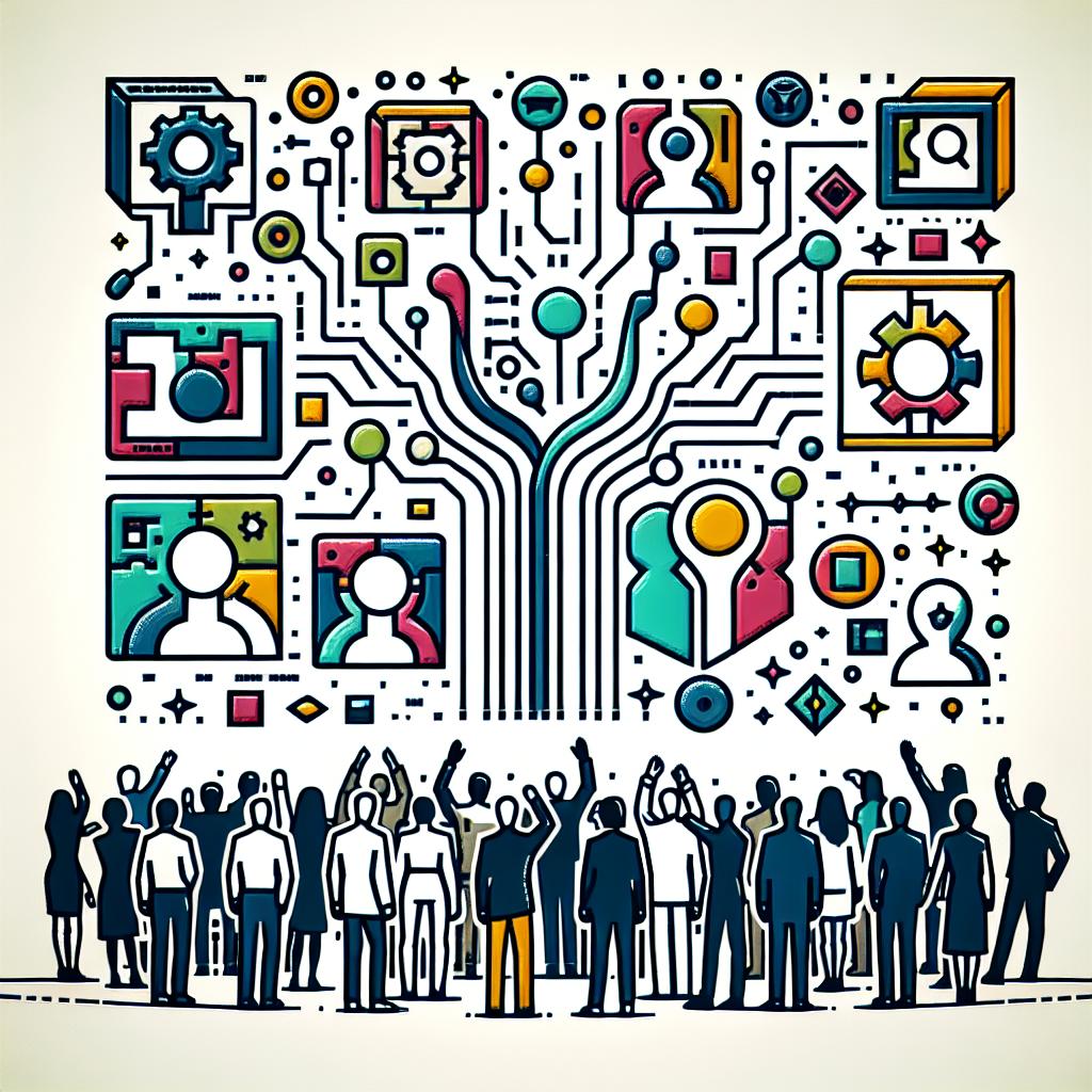 Create a 2D linear vector image in a corporate style depicting the release of LangGraph version 0.3, a framework for building artificial intelligence agents. A white, untextured background forms the setting for a digital environment filled with vibrantly-coloured icons representing AI agents to denote new functionalities in the development framework. They are symbols of the project's progress and its aim to facilitate and inspire community collaborations in the development of prebuilt agents for Python and JavaScript.