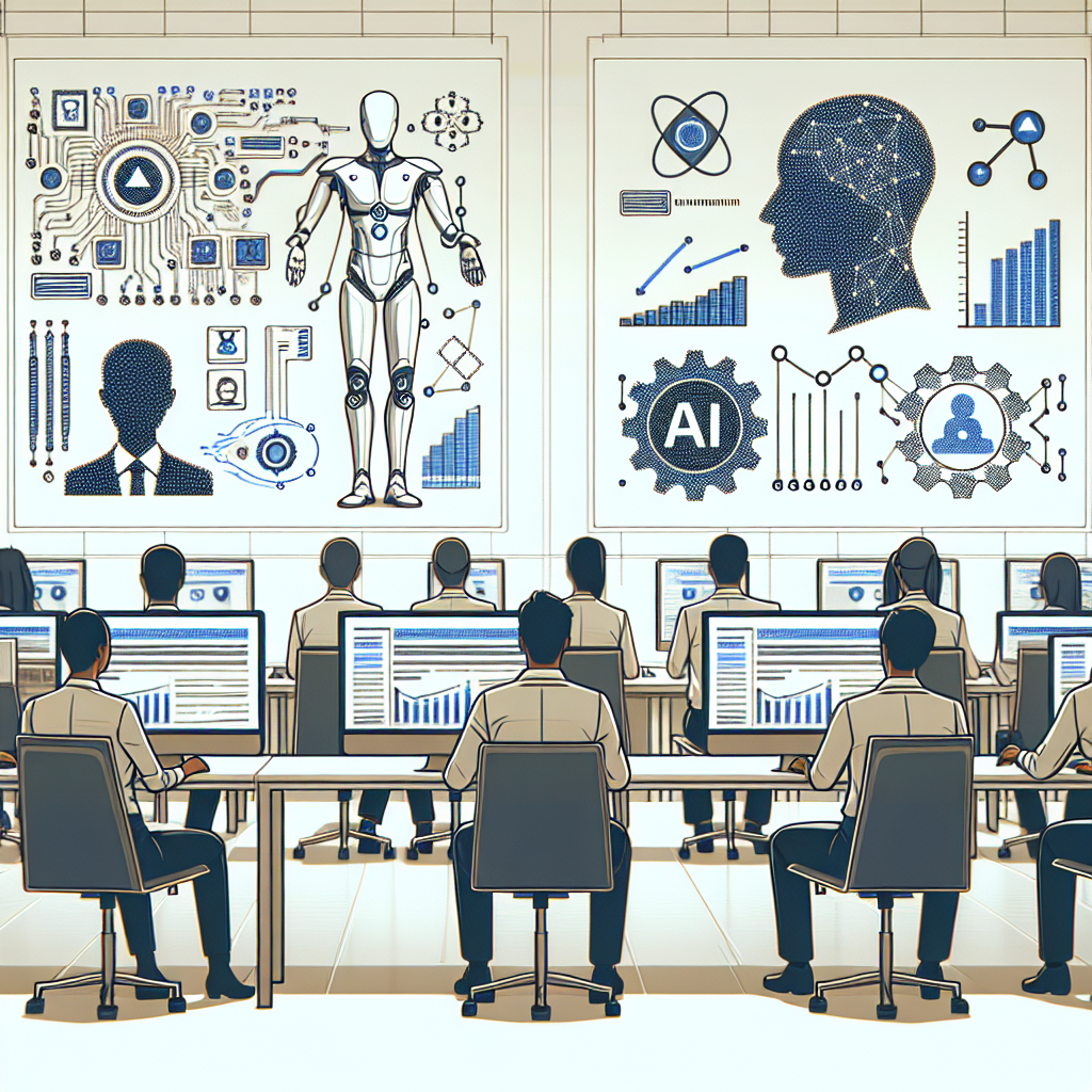 Show me a modern, flat, corporate-style image that illustrates a collaboration between two tech companies. The scene takes place in a contemporary workspace where data charts are displayed on screens and developers of diverse descents and genders are collaborating to create AI applications. In the background, two nondescript logos symbolize these corporations without directly using any known corporate logos. The image is in 2D, linear perspective, with a plain, white and textureless background.