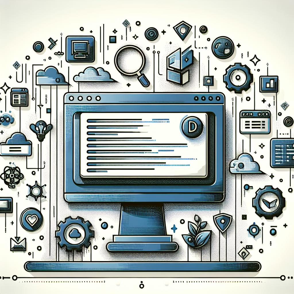 A 2D, linear, corporate-style, flat vector image, set on a white, untextured background. The image showcases an application interface demonstrating the use of dynamic examples in a development environment, implying an atmosphere of technology and innovation. Central to the composition is a computer screen displaying data, symbolizing data indexing and management. Scattered around are machine learning icons to represent the technology focus of the article. Additionally, there's a design of a button emphasizing the one-click indexing functionality. The color scheme is dominated by modern and trustworthy shades of blue and green.