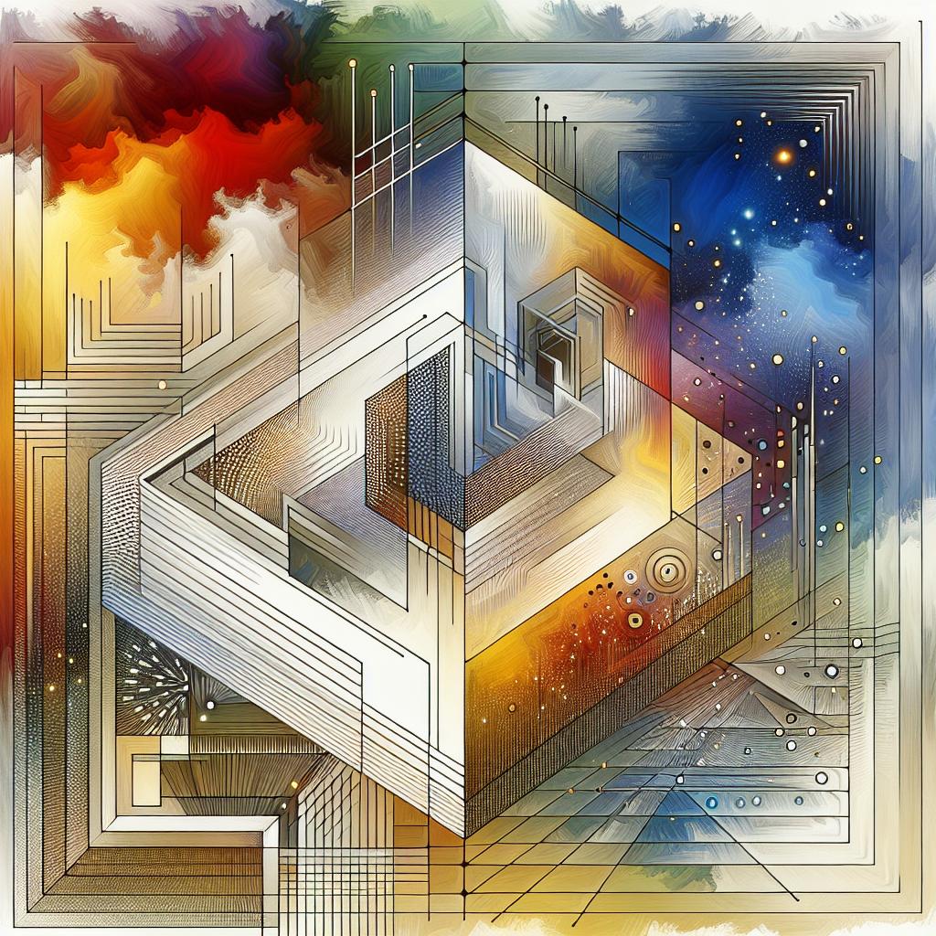 A vector-style, flat, and corporate 2D linear perspective image on a white, non-textured background. The image showcases an abstract composition symbolizing the intersection of technology and creativity, reflecting a vision for the future of AI under new leadership. The image contains warm and cool hues, symbolizing the fusion of innovation and ethical responsibility. Include dynamic shapes which represent the dynamism of technological development. An impressionistic background (created before year 1912), evoking a promising and creative future.