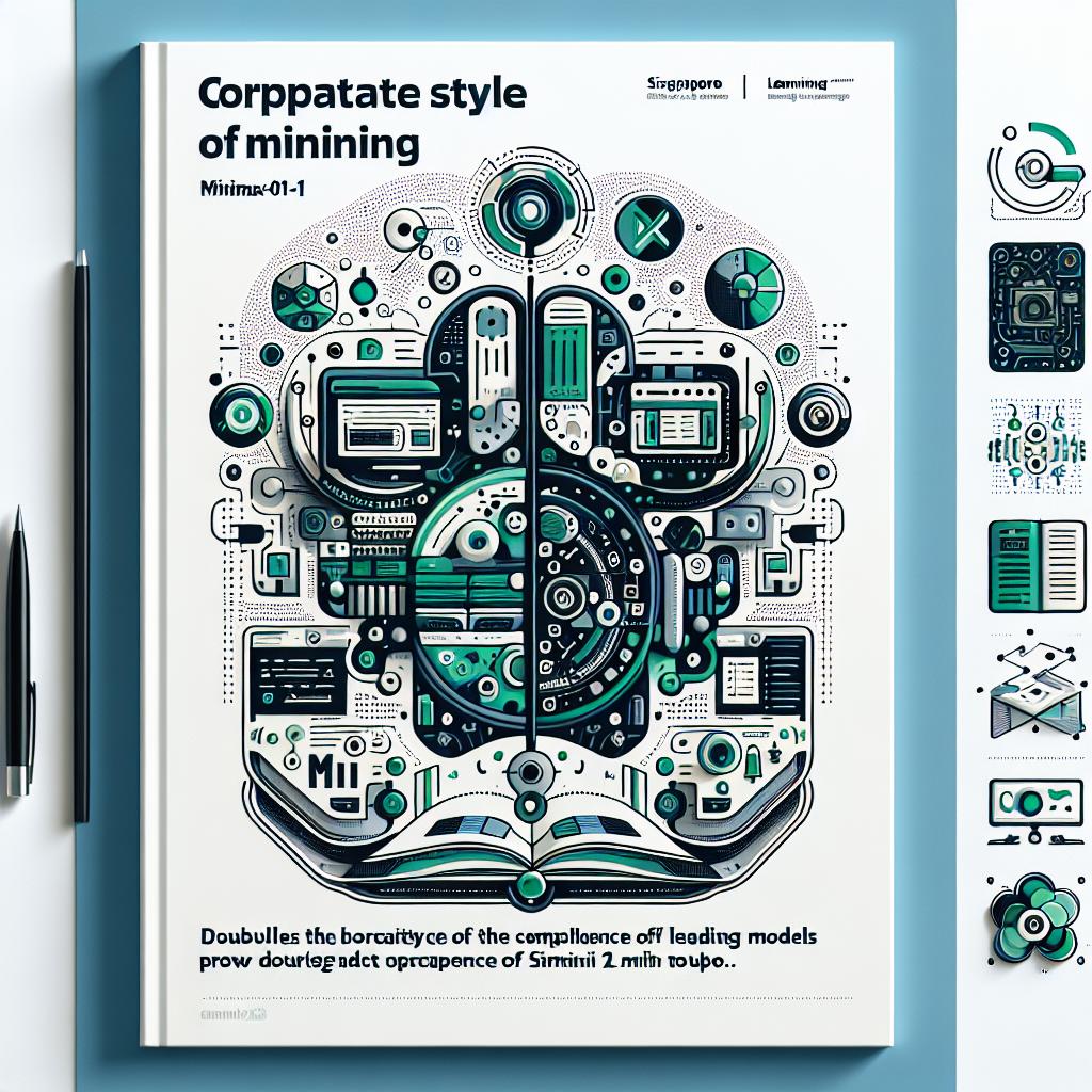Design a corporate style image in a flat, vector style. Present a 2D, linear perspective on a white, untextured background. Showcase the launch of the MiniMax-01, a new line of open-source machine learning models from Singapore corporation MiniMax. Highlight the impressive capacity of 4 million tokens, which doubles the competence of leading models like Gemini 1.5 Pro. Create a visual representation of the boundaries of artificial intelligence on a tech-themed canvas. Integrate additional elements like the front cover features language processing imagery associated with innovation. Include visual elements that symbolize AI to highlight the core theme. Implement a color palette that predominantly features blue and green to convey technology and innovation. And lastly, illustrate icons of APIs and software integration to demonstrate the model's capabilities.