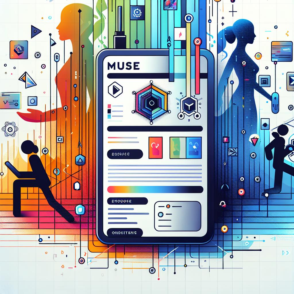 Depict a two-dimensional, flat, corporate-style vector illustration on a white, texture-less background. In the forefront, the image should highlight the interface of a generative AI model, named Muse, being used for game design. The interface should be sleek and modern, evoking a sense of cutting-edge technology. In the background, subtly incorporate silhouettes of successful video games to hint at the wide applicability of the Muse AI model in the gaming industry. Use vibrant and bright color schemes throughout the image to attract attention and to exude an aura of advanced technology.