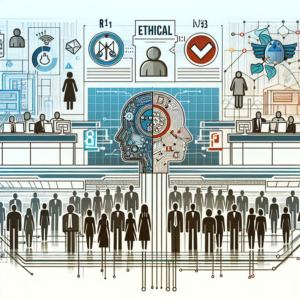 Illustrate a flat, corporate style image in 2D, linear perspective on a white and textureless background, emphasizing the complex relationship between artificial intelligence and human understanding. Incorporate a graphical comparison between the 'R1' and 'V3' models, symbolizing their different levels of human alignment. Include icons representing ethical principles to underscore the need for responsibility in AI, featuring a diverse group of people to highlight the crucial human element in AI development. In the backdrop, illustrate a high-tech setting to showcase the context of artificial intelligence.