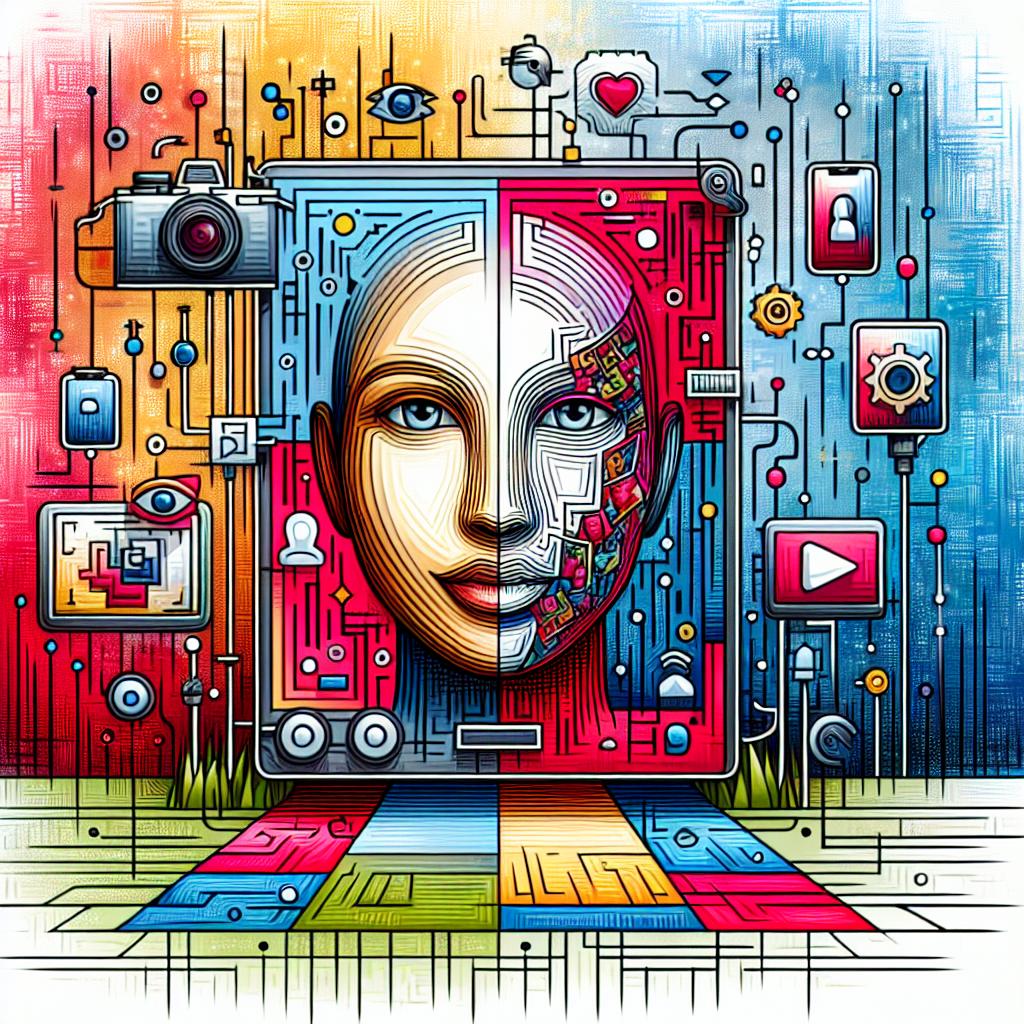 Picture a 2D linear perspective of a vector-oriented and corporate style image of a fictitious software interface called 'FaceFusion 3.1.1', released on 9th February 2025. This software stands out for its user-friendly interface and live-streaming support, designed for both casual and professional users with a promise of data safety through offline processing. Highlights from the software include an intuitive design, easy-to-access tools, a live streaming camera icon, the process of two faces merging to symbolize face swapping. The design context is vibrant with a colorful palette, set against a white and textureless backdrop, exuding an atmosphere of creativity and dynamism. With an abstract background, the technology and innovation concepts are subtly inferred and the text 'FaceFusion 3.1.1' reinforces the software's name and focus.