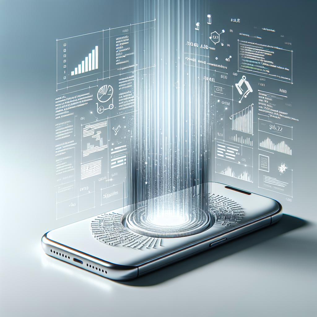 Imagine a clean, white, textureless 2D background which serves as a stage for the main composition. At the centre of this composition is a sleek, modern smartphone. Beams of light are emerging from this smartphone, signifying the power of technology that it holds. Floating and circulating around the smartphone are lines of programming codes, as if magicked out of the device. These codes are representing the technological base of a state-of-the-art artificial intelligence system known as SlimLM. Next to these codes, there are dynamic data graphs that bolster the device's capability for data analytics. All elements are designed in a flat corporate vector style, communicating efficiency and professionalism.