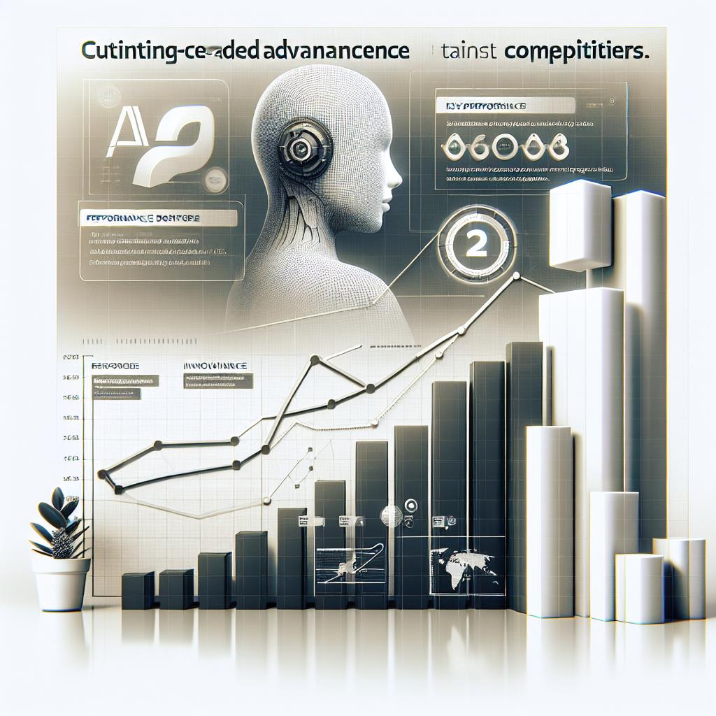Visual representation of the cutting-edge advancements of Grok-2, an AI model, set against a white, textureless background. The image should convey Grok-2's superior performance in key metrics against competitors, presented in the form of a performance chart - perhaps a bar chart or line graph. This graphical representation ought to symbolize innovation and technology, rendered in a vector, flat, corporate style. Alongside the graph, include a depiction of the sleek user-interface of Grok-2, illustrating the user experience with the new AI design. Also, subtly incorporate logos or symbols of rival AI models for comparison, created in a 2D, linear perspective.