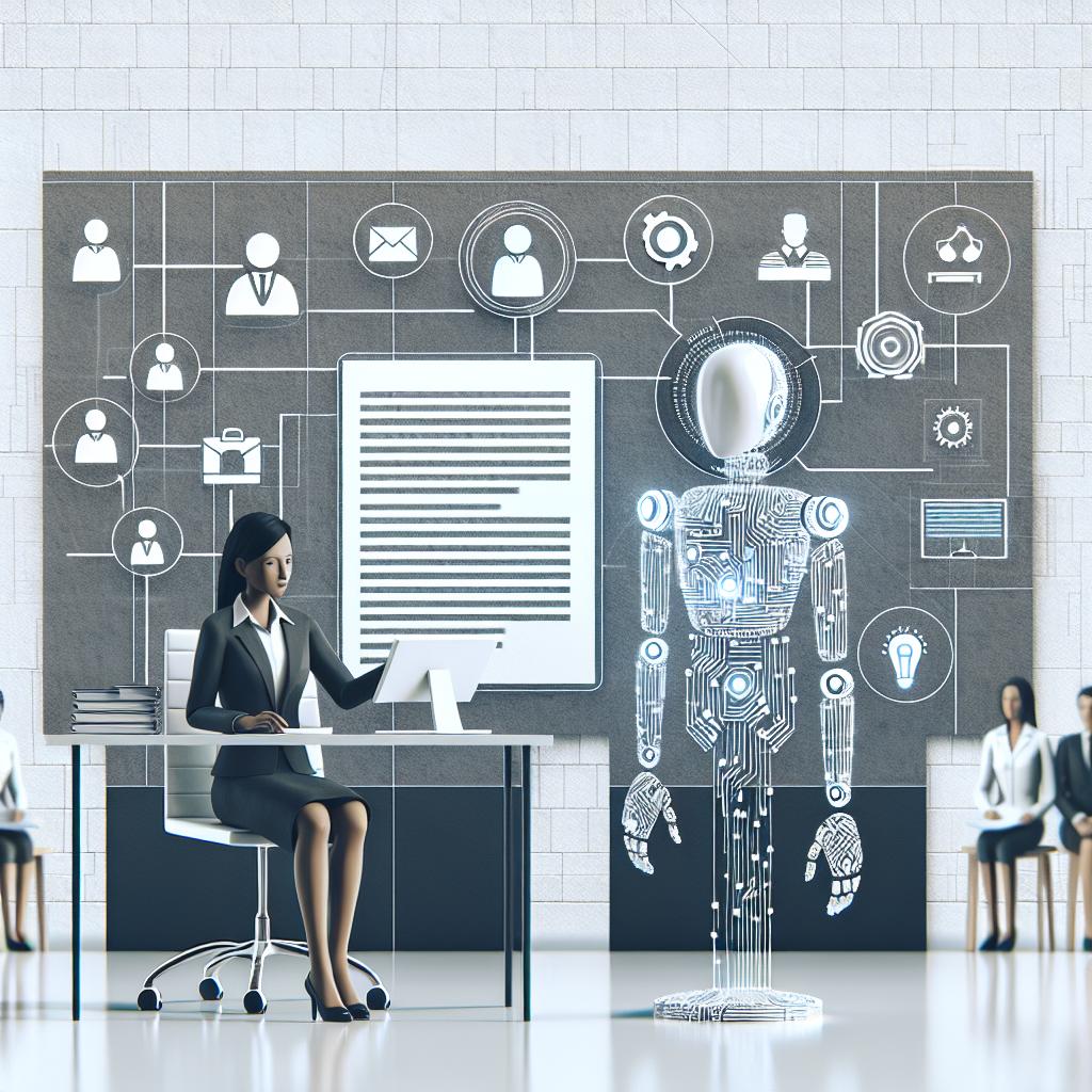 Create a 2D linear perspective, vector-styled flat corporate image on a white, untextured background. The image illustrates the collaboration between a South Asian female attorney who is analyzing legal documents and an AI agent. The AI agent symbolizes advanced technology and is presenting information on a sleek digital screen. The setting and elements symbolize the synergy of humans and artificial intelligence within the legal context. Use sobriety and serious tones to reflect the professionalism of the legal sector.