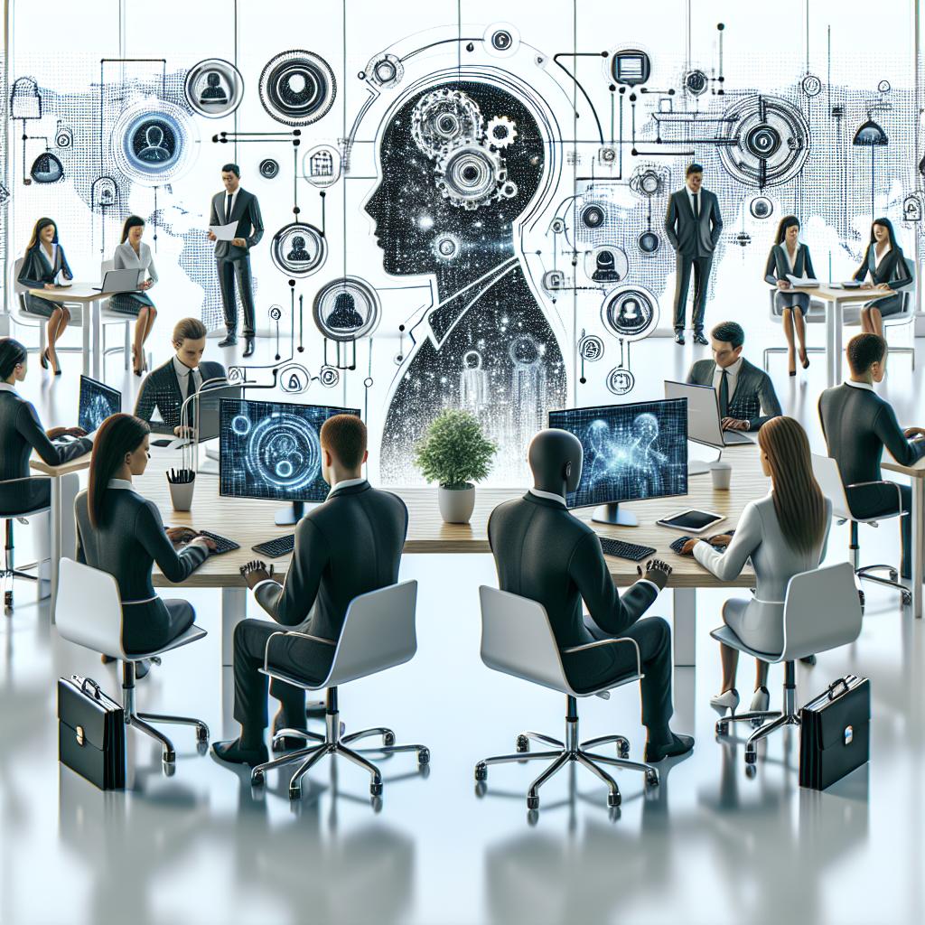 Create a 2D, linear perspective image with a flat, corporate style. Visualize a modern professional setting highlighting the union of technology and legal services. Picture a futuristic, textureless white background filled with a team of racially diverse lawyers, representing both genders, working with artificial intelligence tools on their computers. Display various symbols of data security and protection to emphasize safety concerns. Around them, integrate digital elements and AI-generated graphics as a way to underline the innovation in their work.