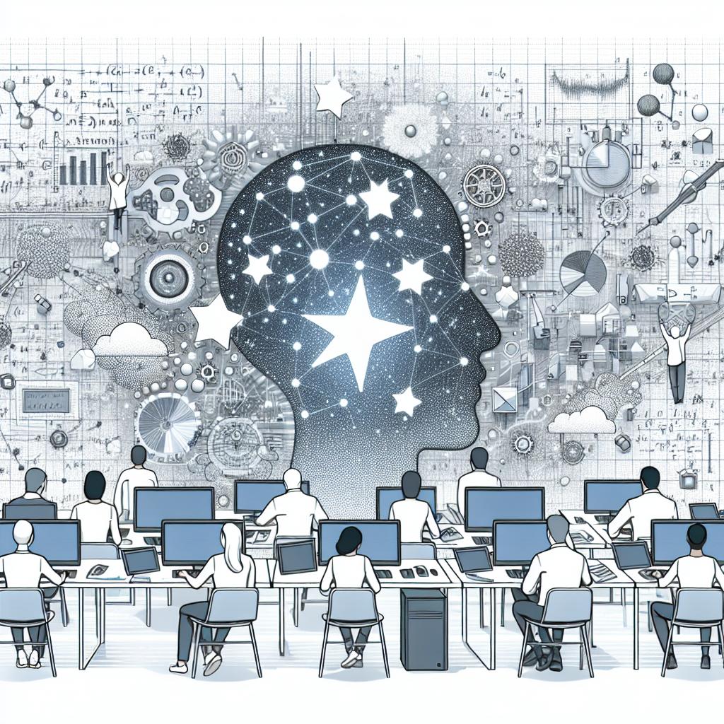 Imagine a 2D, linear perspective illustration in a flat, Corporate style with a white, textureless background. In this scene, a diverse team of researchers is actively developing the rStar-Math technique, a mathematical innovation that surpasses other models in performance. All the team members are engrossed in front of computers, a symbol of the technology central to artificial intelligence. Surrounding them are visual elements such as intricate mathematical equations and graphs that represent the advanced mathematics they are trying to solve. Lastly, there are stars scattered across the image, serving as metaphors for their relentless pursuit of knowledge and innovation.
