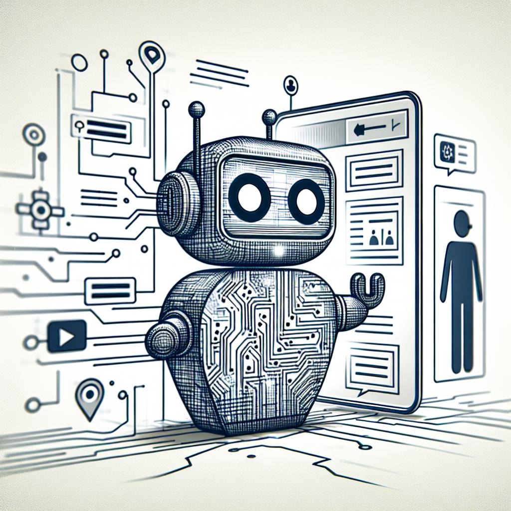 Imagine a flat, corporate-style vector illustration on a clear, texture-less white background. The image is created from a 2D, linear perspective. On one side, there's a representation of a chatbot, depicting the latest AI customer service technology. This bot is designed with a digital circuit pattern, symbolizing the artificial intelligence behind it. On the other side of the image, there's a customer shown interacting happily with the chatbot. In the middle, we see a digital interface to highlight modern customer service solutions. The overall image captures an advanced interaction between conversational AI agents and customers.