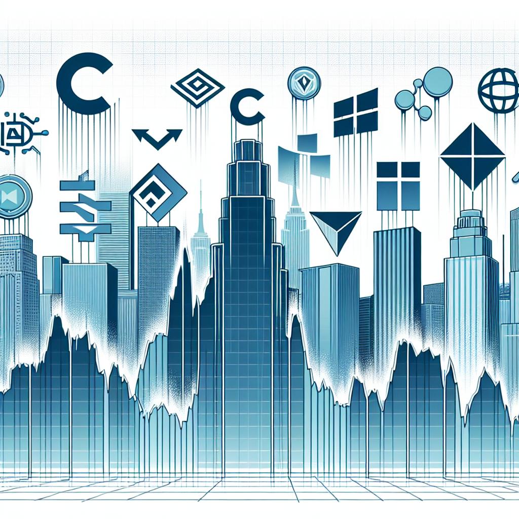 Create an image in a 2D, linear perspective with a white, textureless background. The theme of the image revolves around the 'Magnificent Seven' tech giants facing a major stock market slump, resulting in a collective loss of 643 billion dollars. Highlight this by featuring plummeting stock market graphs. Instead of real logos, incorporate four symbolic shapes representing tech companies like Nvidia, Alphabet, Microsoft, and Tesla. Employ cold hues like blue and grey to convey a sense of uncertainty. Also, include a subtle stock market-themed backdrop to provide financial context. The style is vector-based, flat, and corporate.