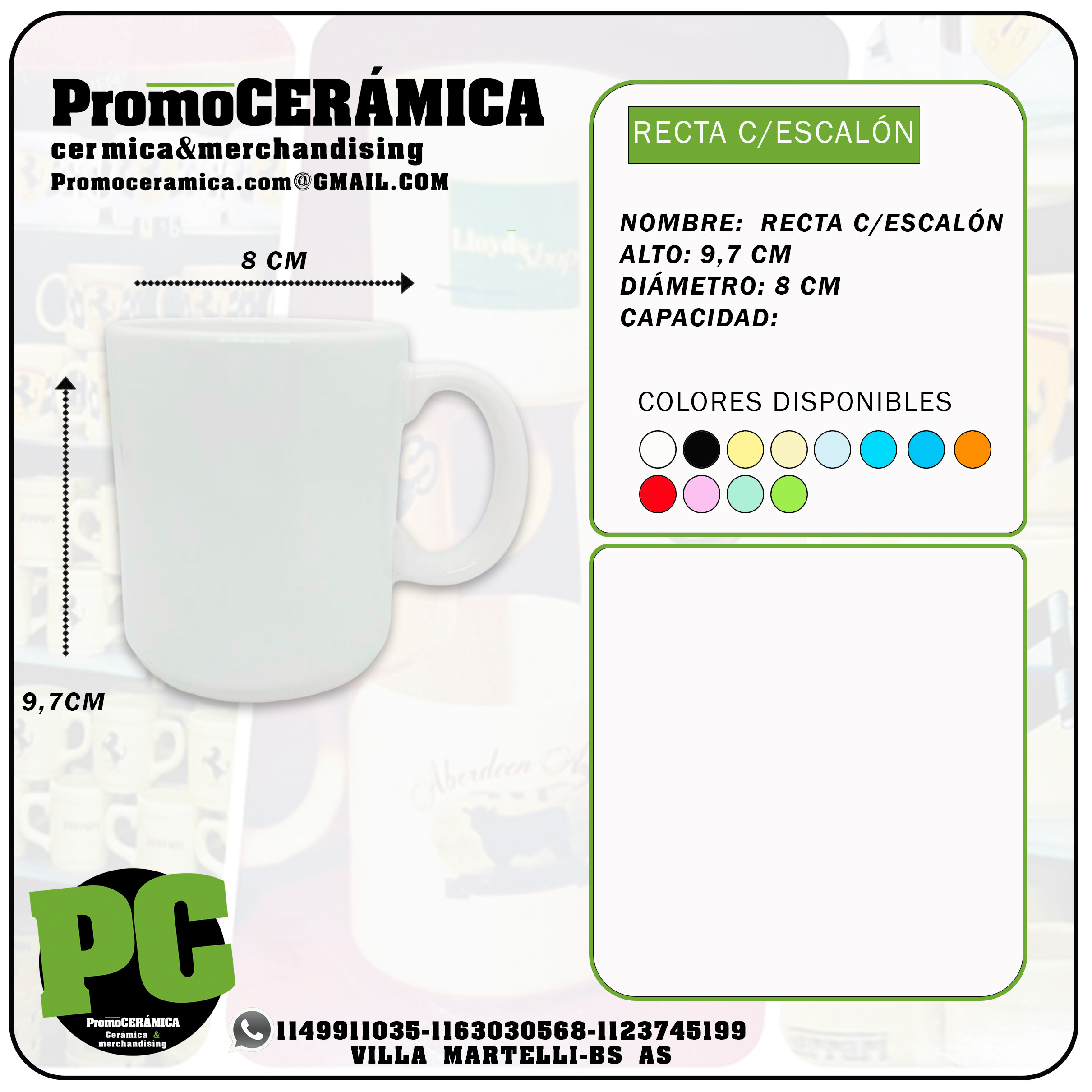 TAZA RECTA CON ESCALÓN MUG BLANCA