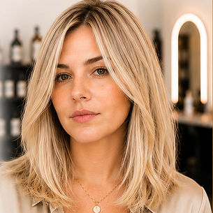 Donna con capelli biondo vaniglia luminoso Vaniglia Signature La Blonderi