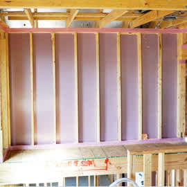 Fiberglass wall insulation installation in Queen Anne’s County, MD.