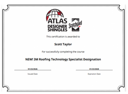 Atlas Roofing Designer Shingles Certification - Scott Taylor