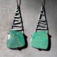 Metal and turquoise earrings