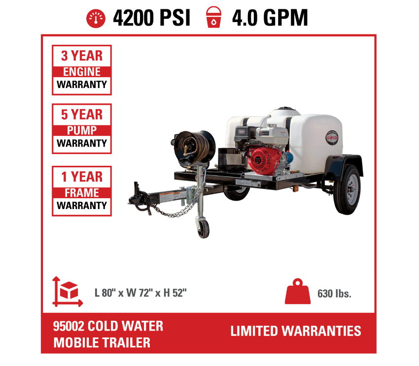 Thumbnail: 95002 Simpson Trailer 4200 PSI 4.0 GPM HONDA GX390 CAT Pump