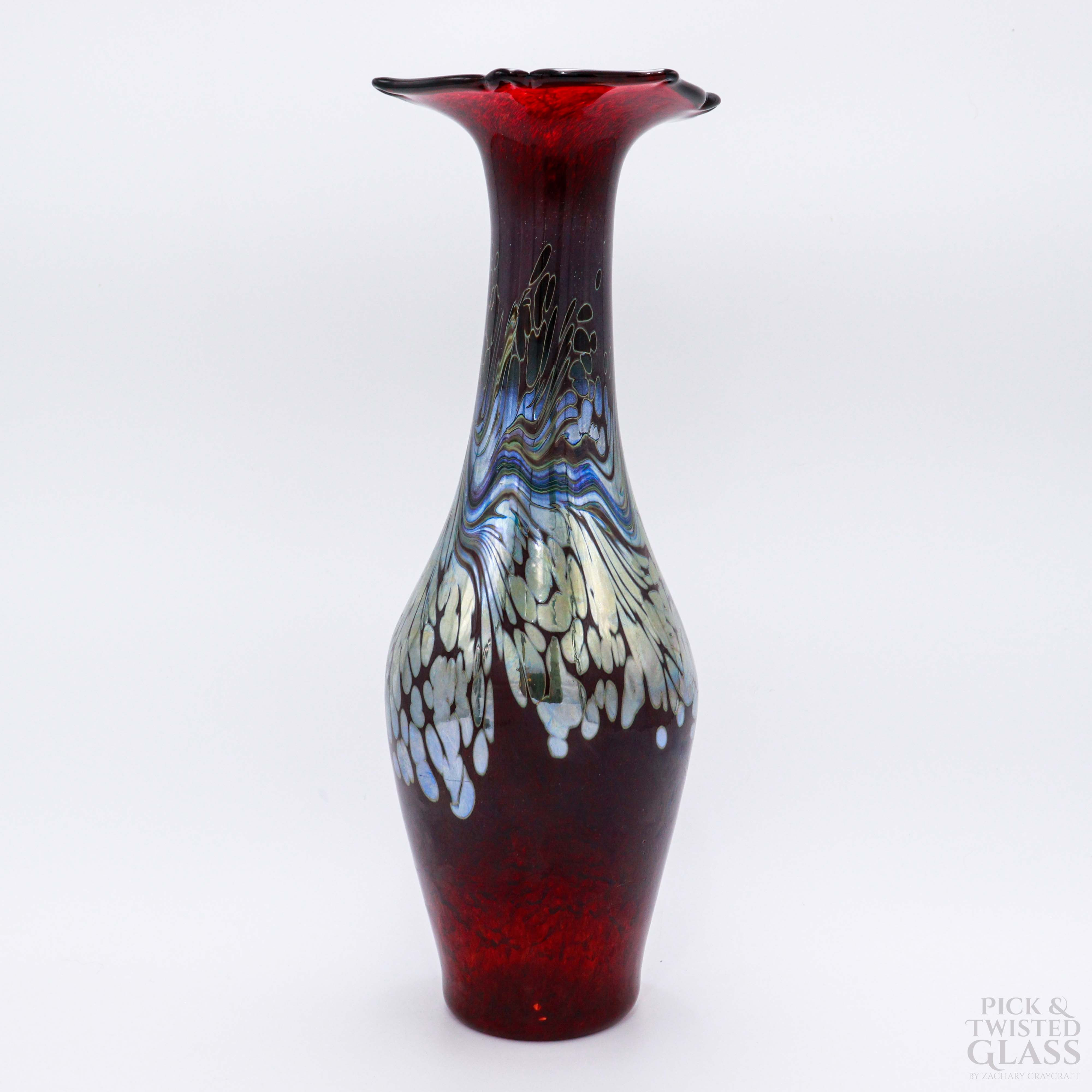 Rich Scarlet Tower Glass Vase