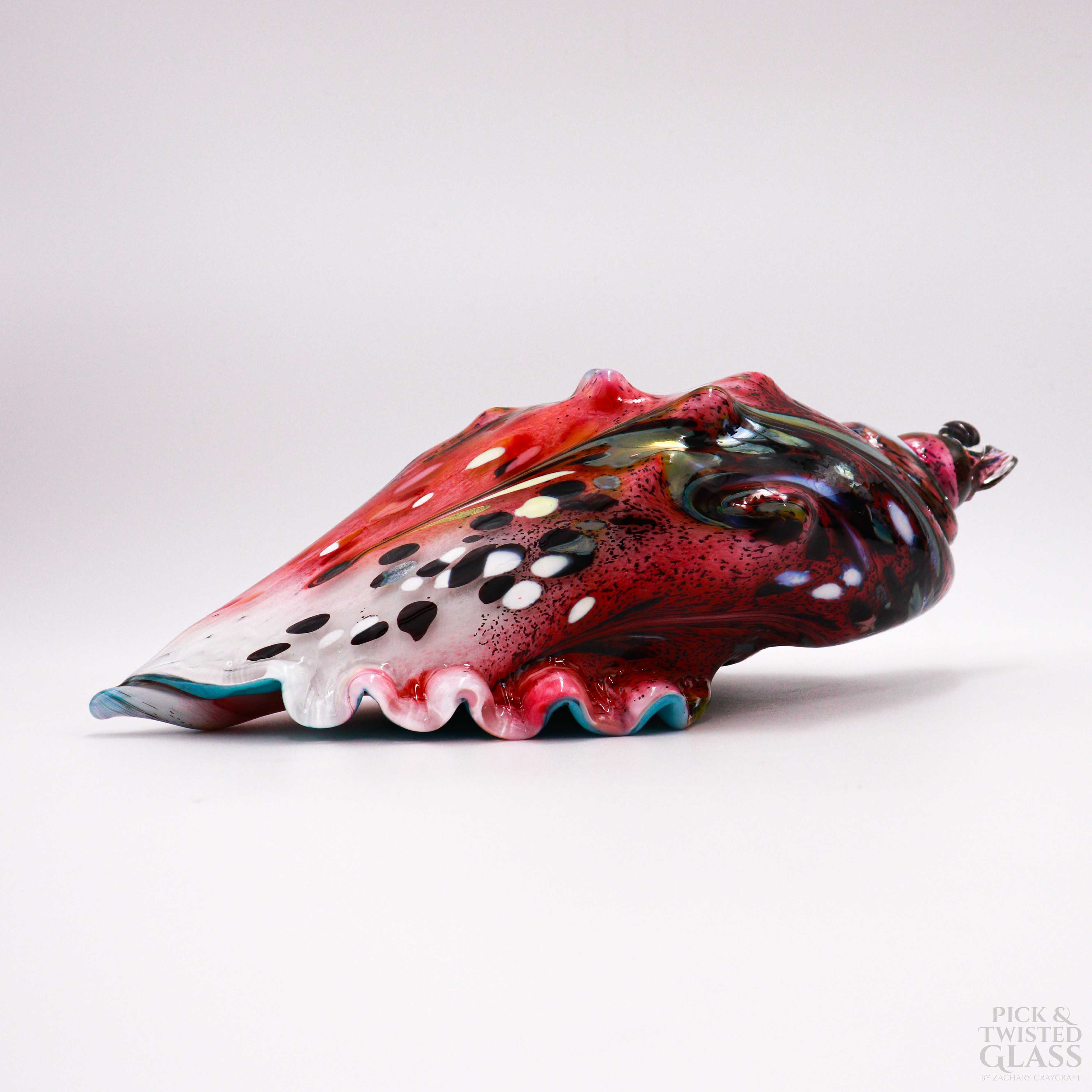 Magenta Reef Glass Conch Shell