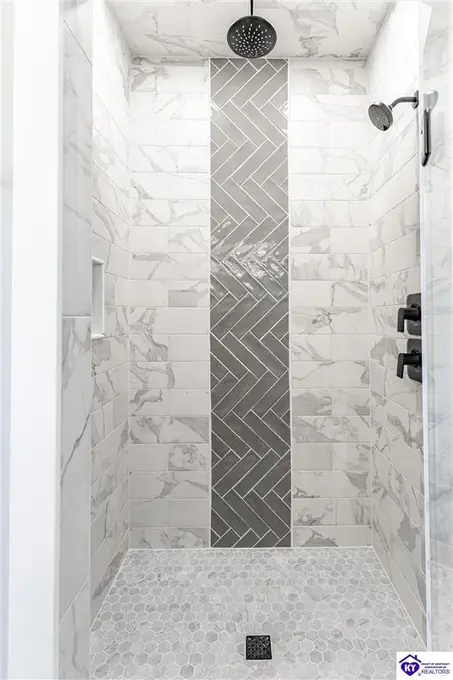 Tiled marble shower