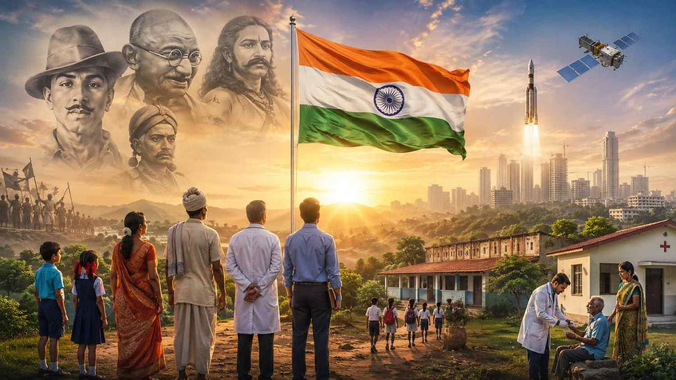 త్యాగాల పునాదులపై ప్రగతి సాధిస్తున్న స్వతంత్ర భారతదేశాన్ని ప్రతిబింబించే 80వ స్వాతంత్ర్య దినోత్సవ దృశ్యం