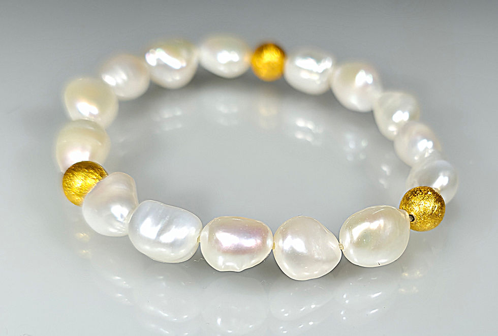 Miniaturbild: Armband mit Süßwasserperlen und goldplattiert 