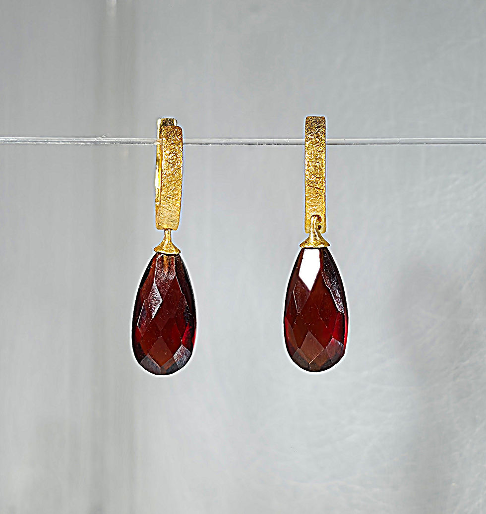 Creolen 925er Silber, vergoldet mit Granat