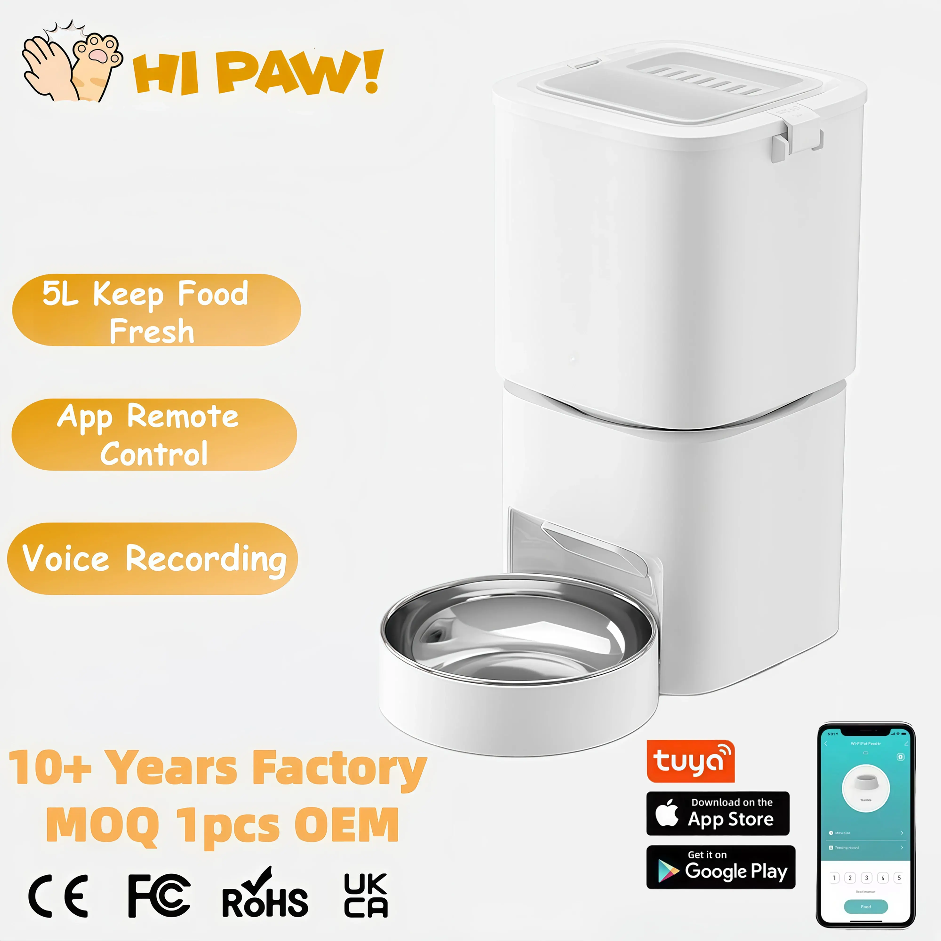Custom Automatic Smart Pet Feeder Dogs Cats Automatic Timer Pet Food Dispenser