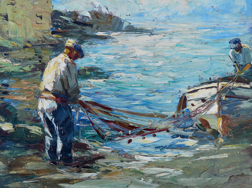 Thumbnail: CARDELLA Tony (1898-1976) « Pêcheurs dans le port d'Erbalunga Corse »