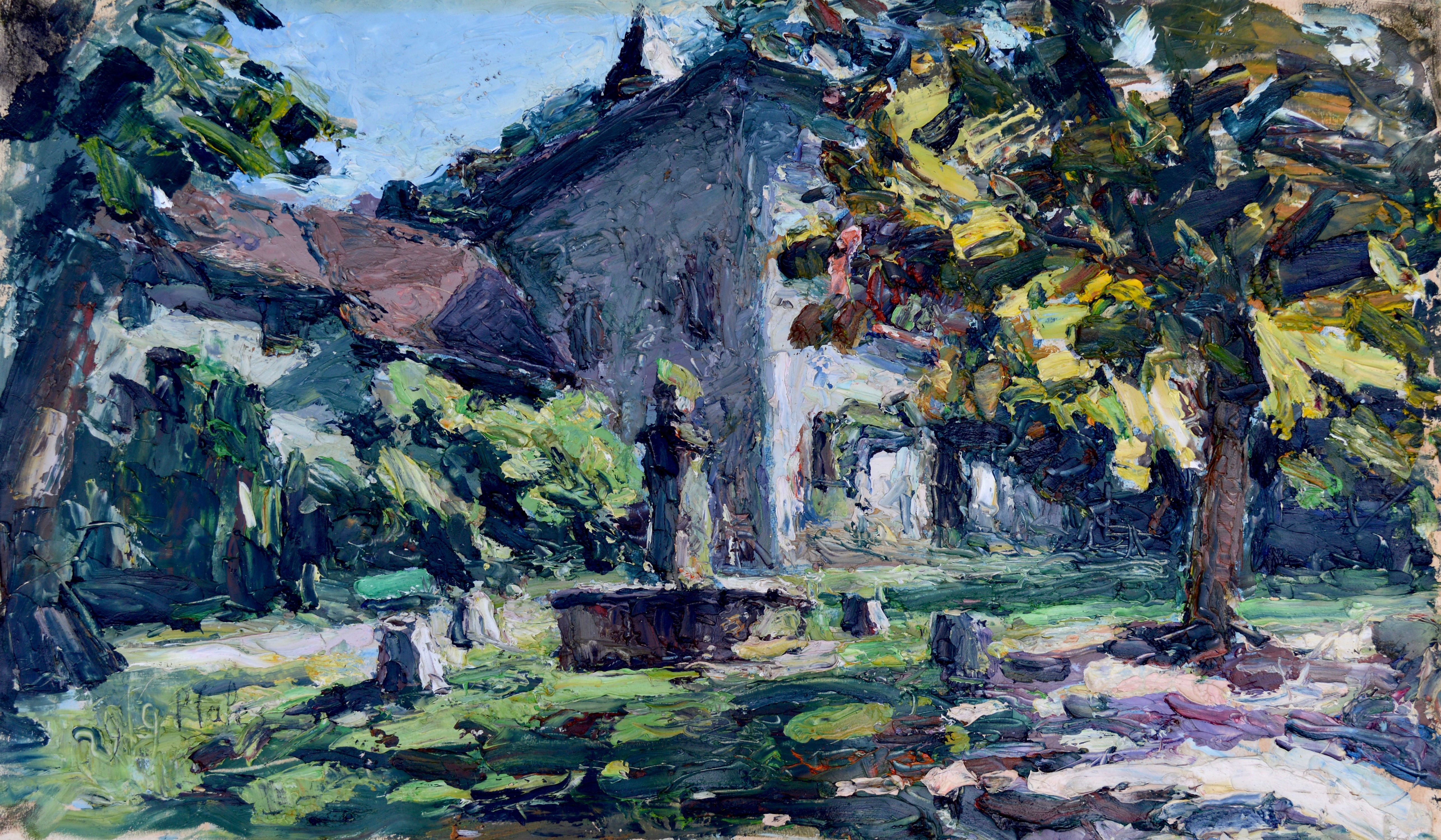 CALÈS Pierre (1870-1961) “ Tencin Square, late summer morning close to autumn”