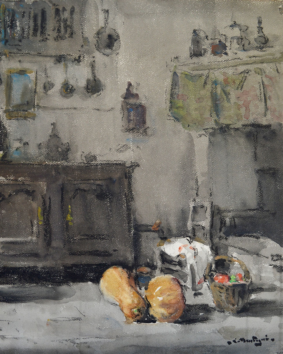 Thumbnail: MONTAGNE Louis (1879-1960) « Grandma's Kitchen, Provence »