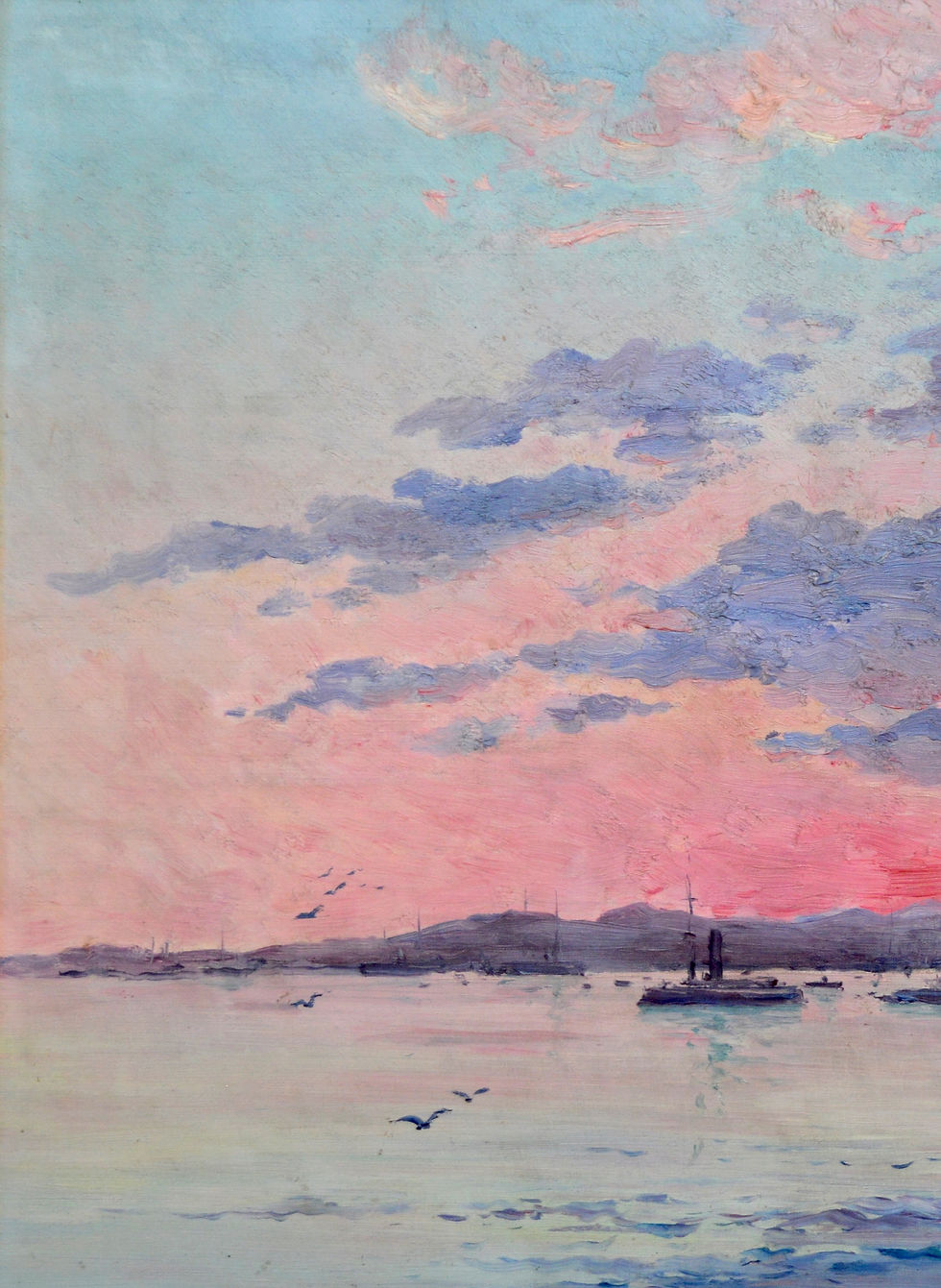 Miniature : NARDI François (1861-1936) " Soleil couchant dans le rade de Toulon, Var "