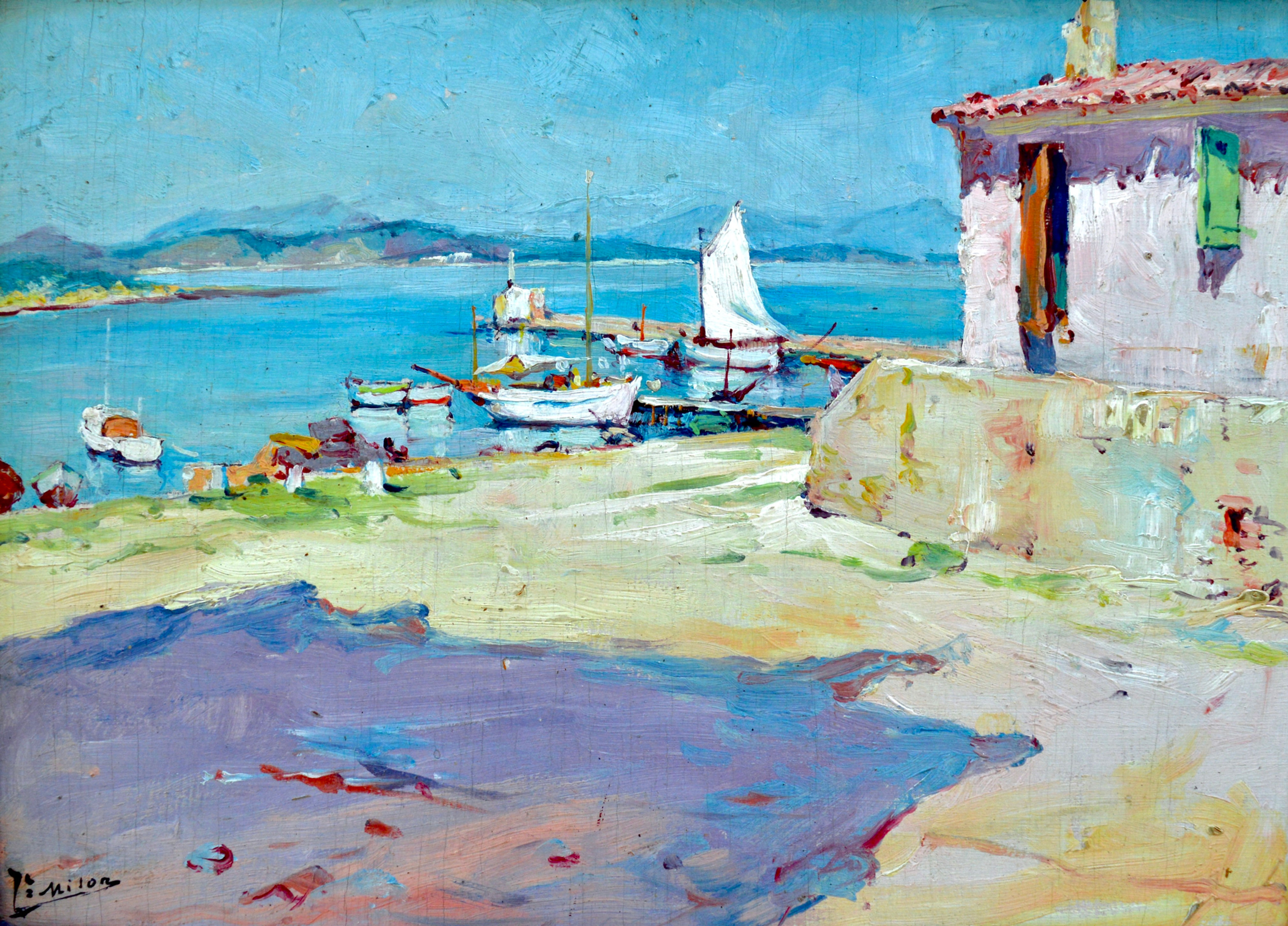 MILON Joseph (1868-1947) " The Port of The Island of Porquerolles "