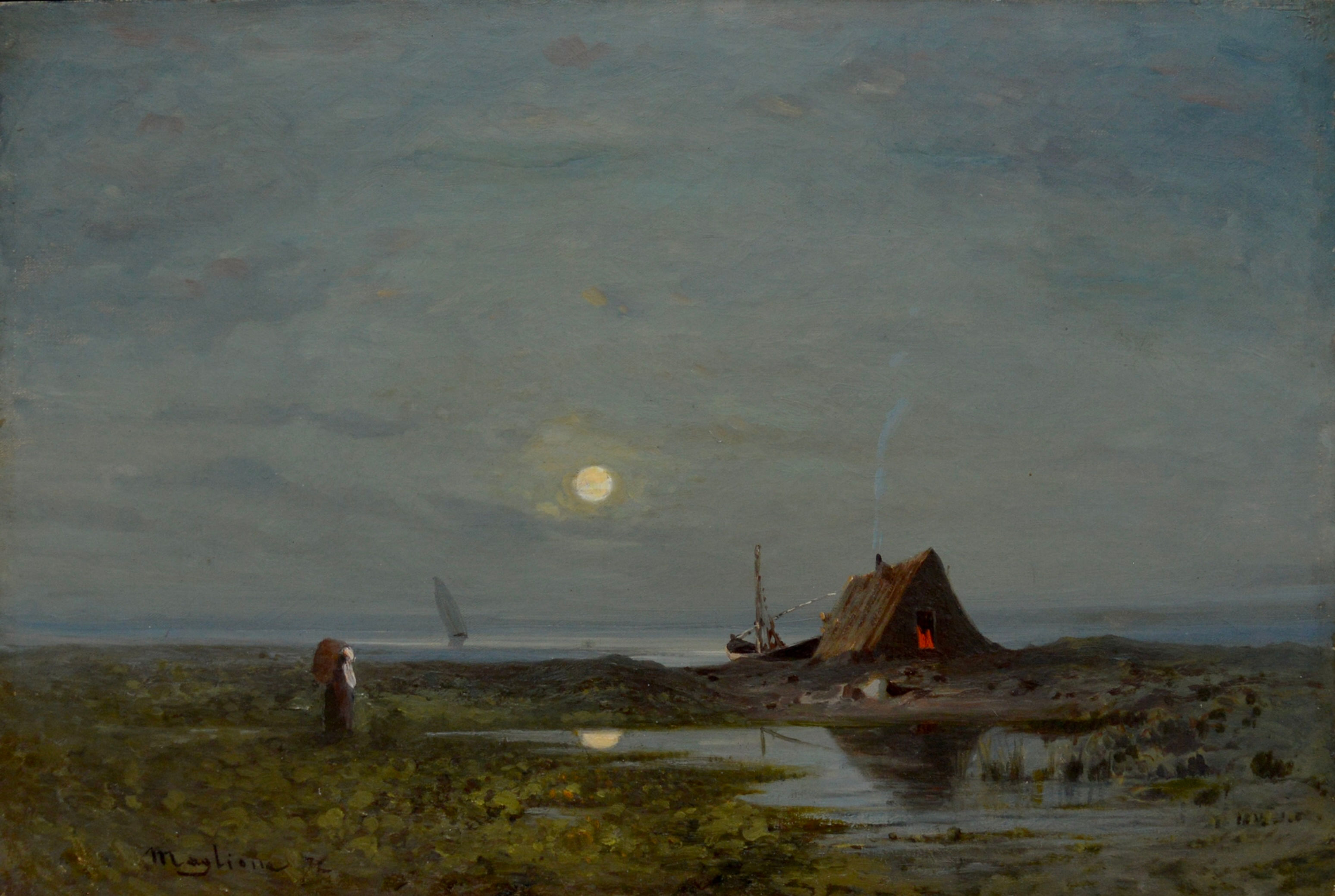 MAGLIONE André (1838-1923) « La Plage du Jaï à Marignane »