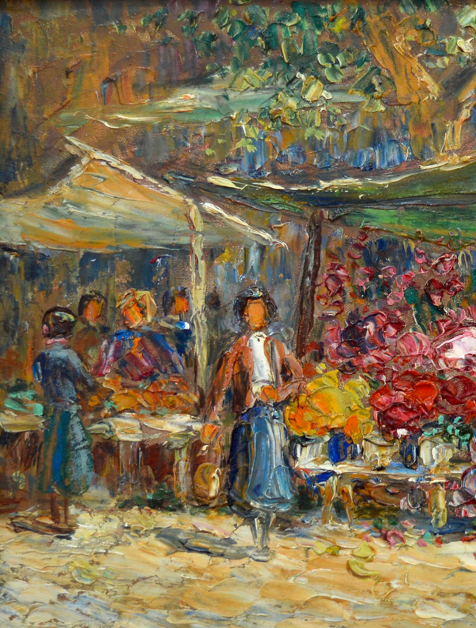 Miniature : CUGUEN Victor (1882-1969) "Marché aux fleurs à Toulon (Var)"