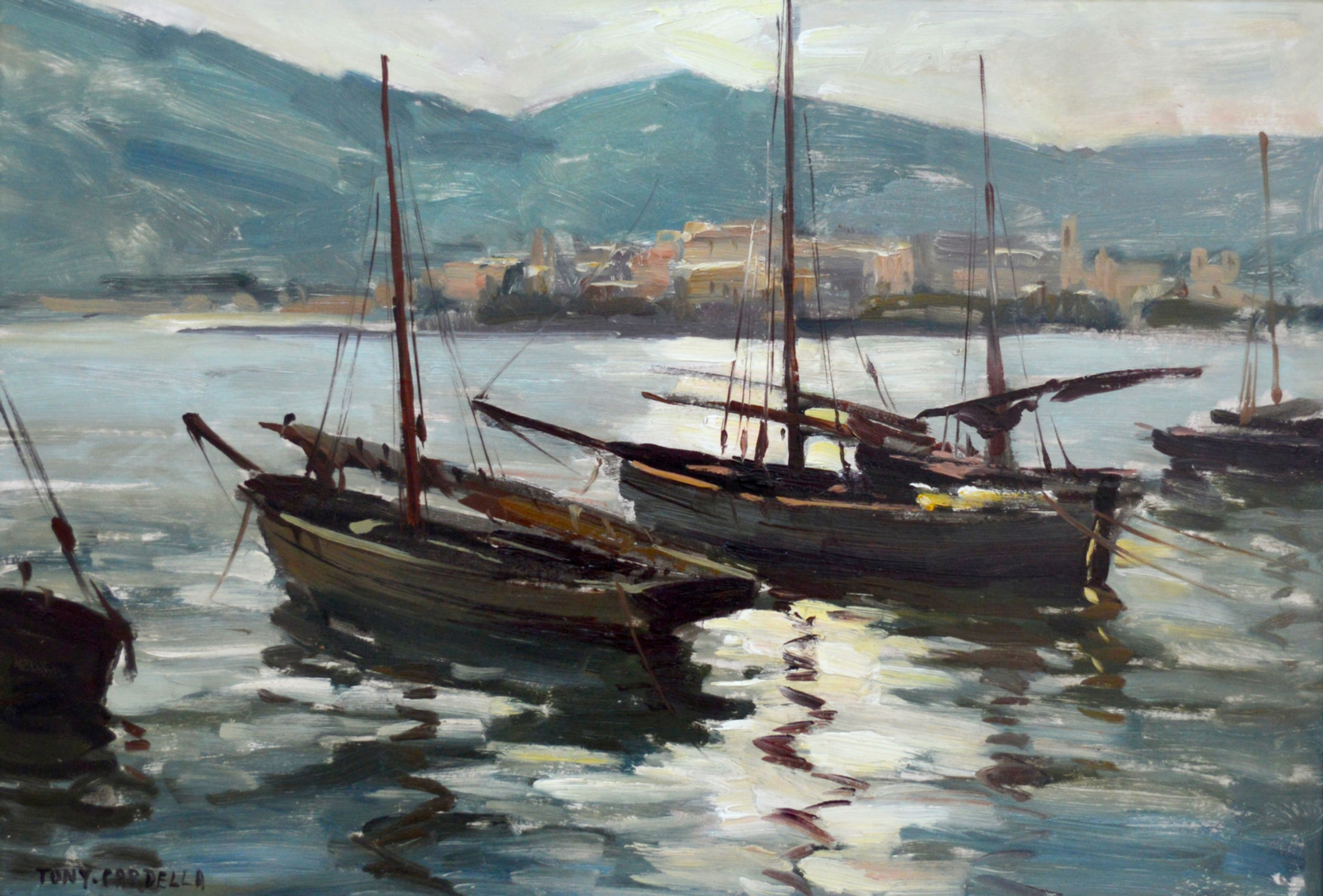 CARDELLA Tony (1898-1976) « Barques à l'île Rousse (Corse) »