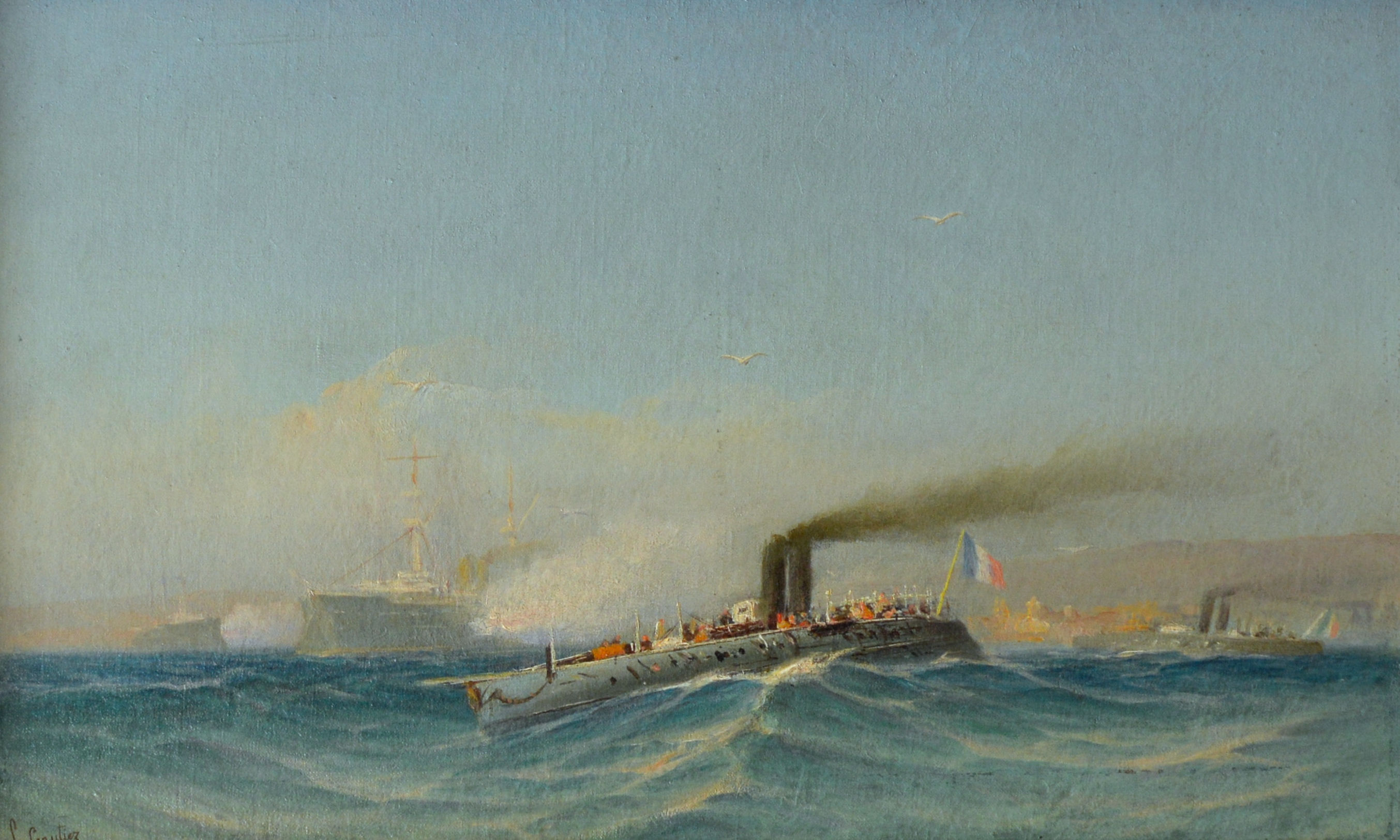 GAUTIER François (1842-1917)"Escadre dans la rade de Toulon"