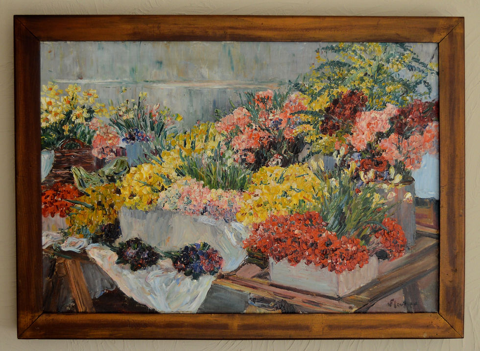 Miniature : FLOUTIER Louis (1882-1936) "Marché aux fleurs à Saint Jean de Luz"