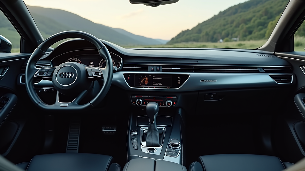 Eye-level view of Audi dashboard with clean and polished surfaces