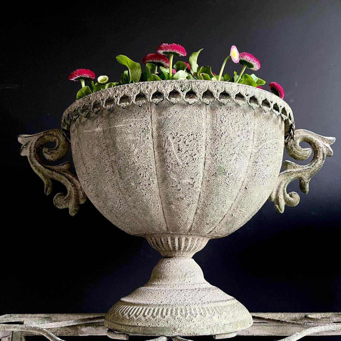 Aged Metal Green Urn (small)