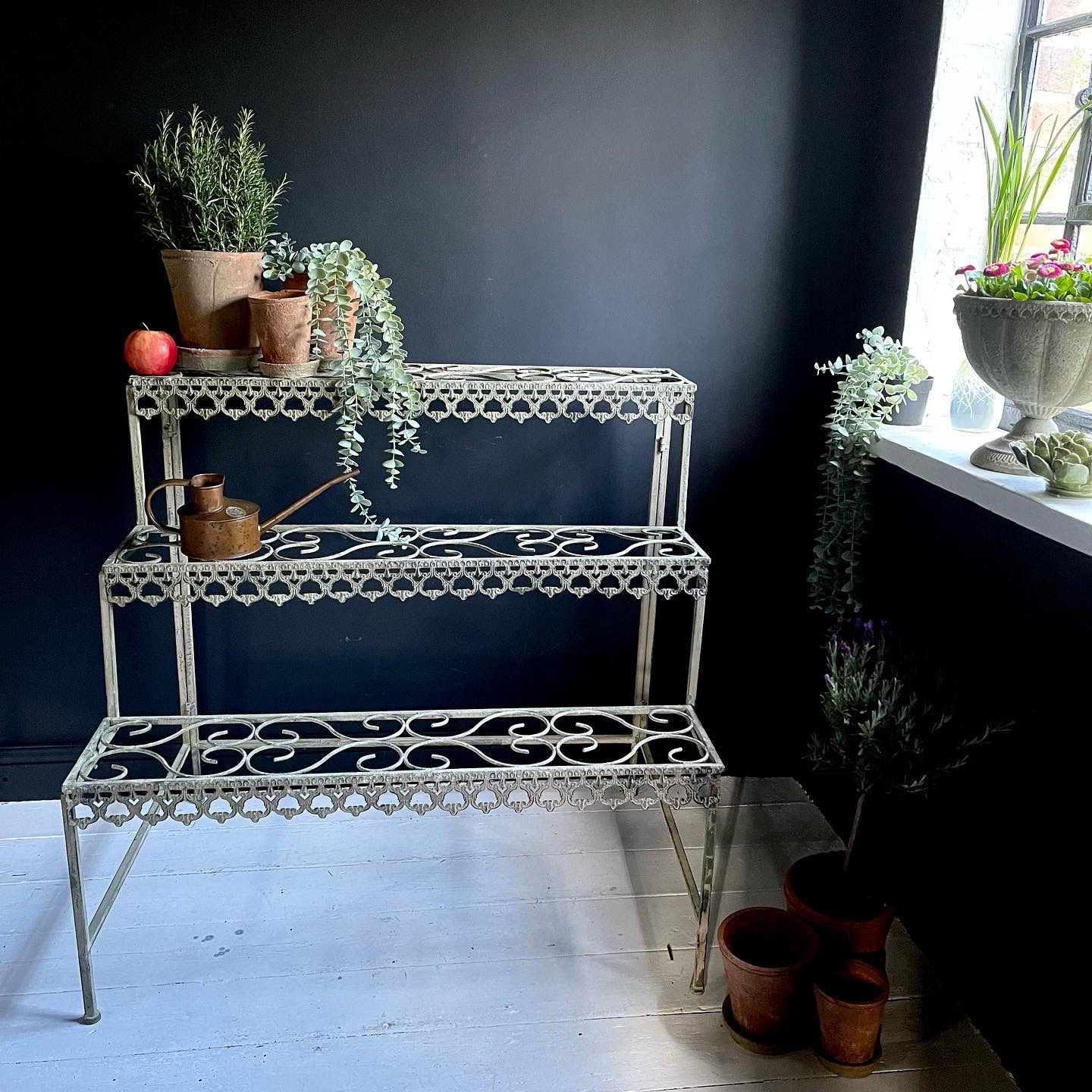 Aged Metal Green Etagere.