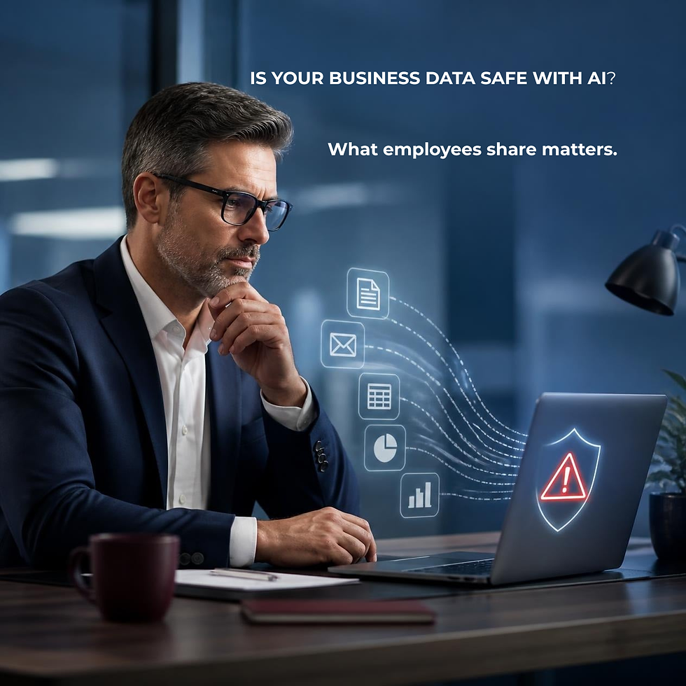 Employee using an AI tool illustrating AI data security and confidential business information risks