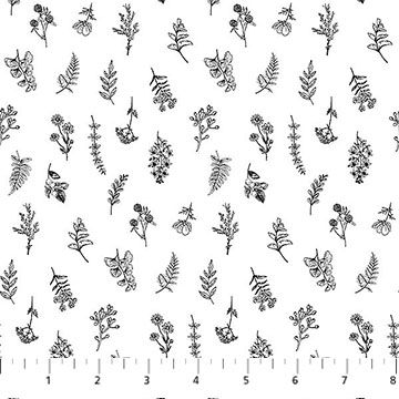 Nature's Sketchbook - Mini Floral Toss in Black/White by Deborah Edwards