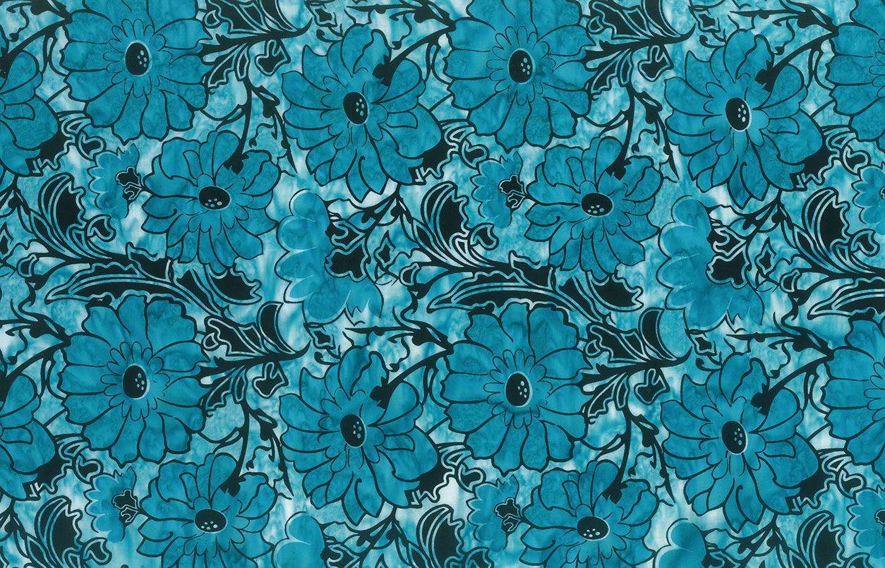 Enchanting Garden - Main Flower in Wild Berries Turquoise by Banyan Batiks