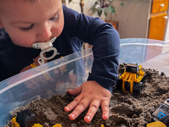 A day at the construction site... Play Sand Recipe.