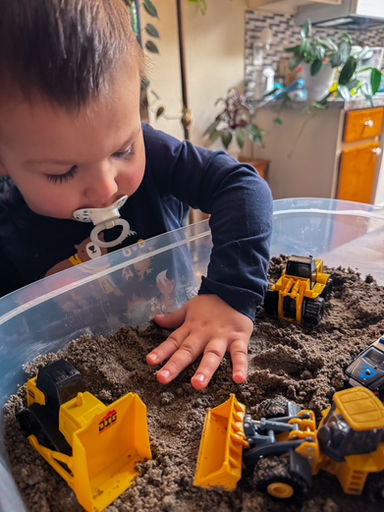 A day at the construction site... Play Sand Recipe.
