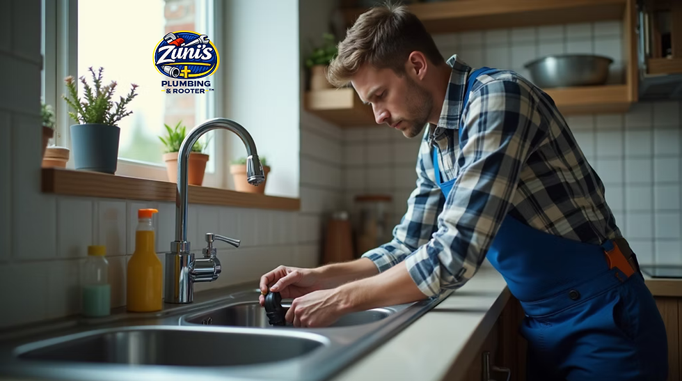 A plumber fixing a kitchen sink drainage in Visalia, CA